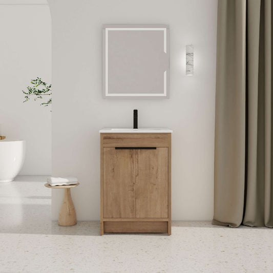 24" Freestanding Plywood Bathroom Vanity with Adjustable Shelf