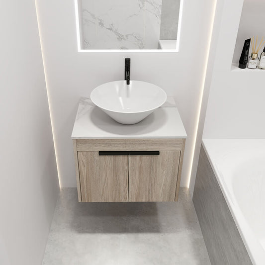 24" Modern Design White Oak Floating Bathroom Vanity