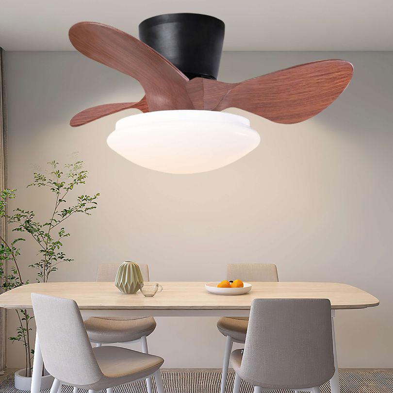 24" Walnut Ceiling Fan with Dimmable Flush Light and 3 Blades