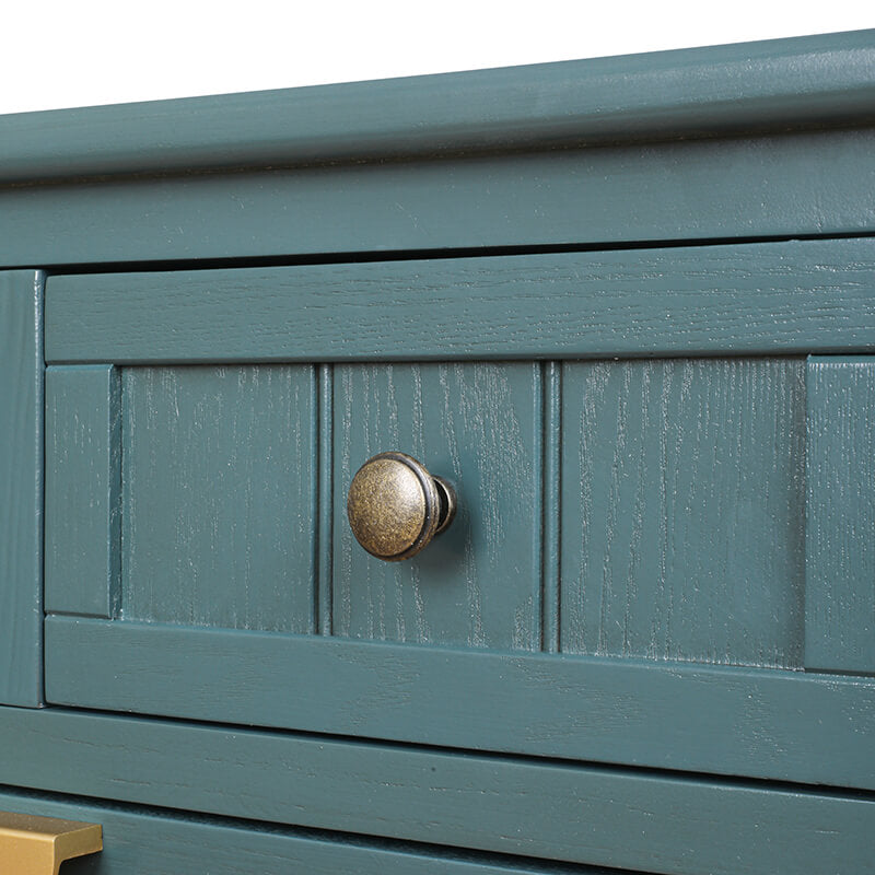 25.5" Dark Green Rattan Cabinet with 5-Drawers