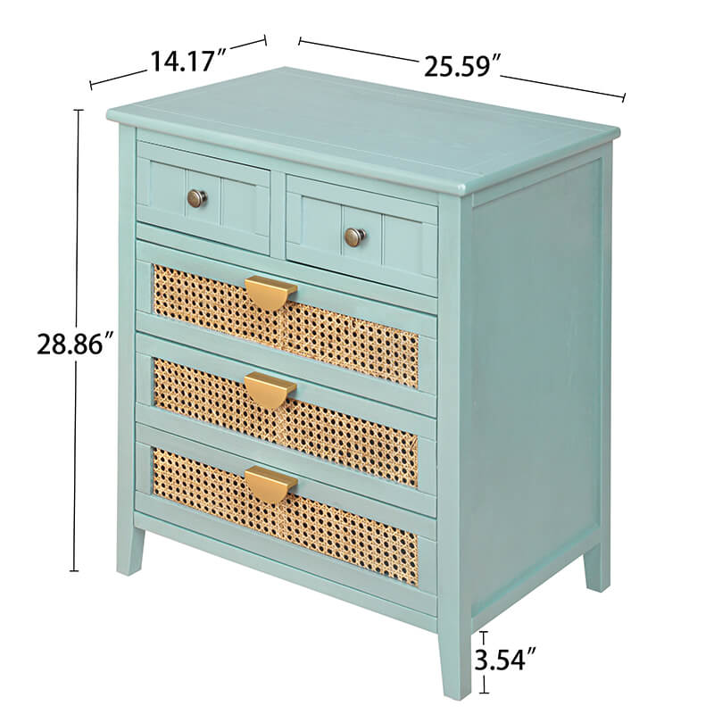 25.5" Light Green Rattan Cabinet 