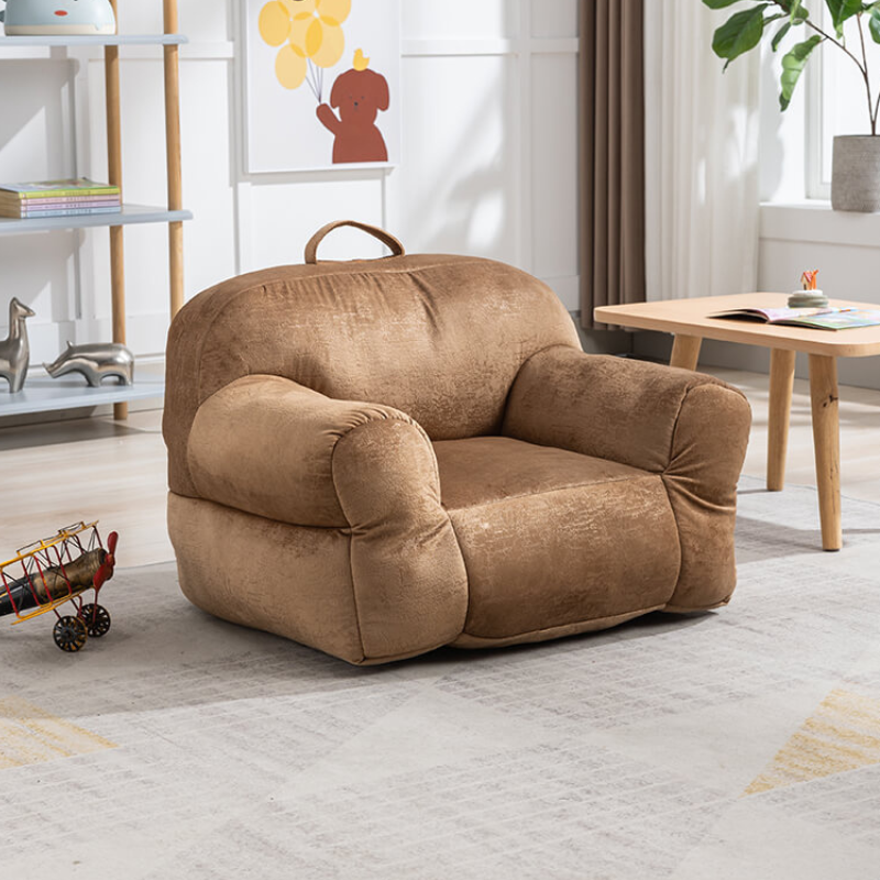 25.6" Brown Velvet Bean Bag Chair for Kids