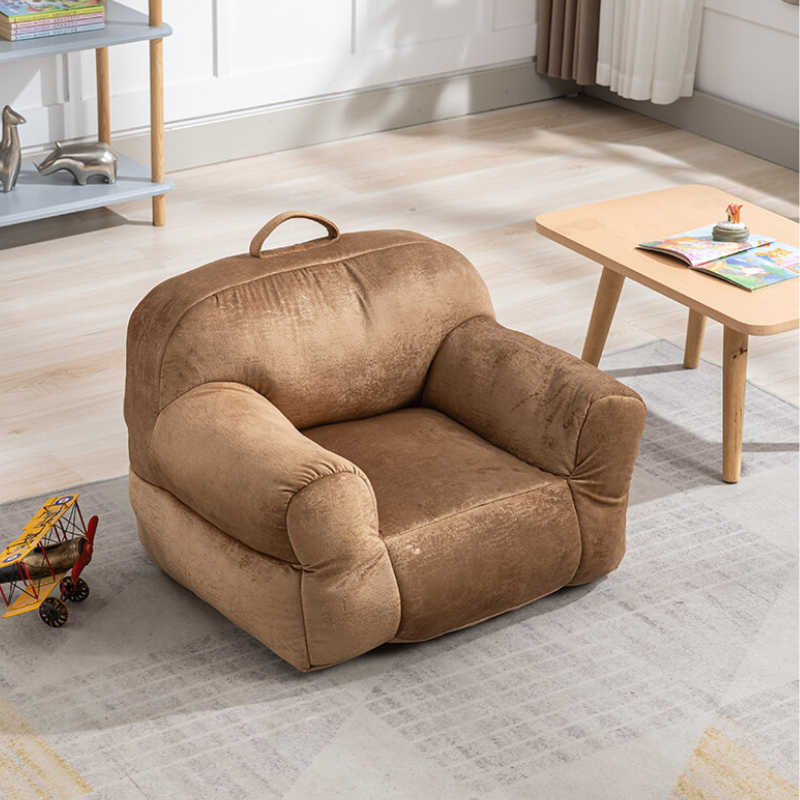 25.6" Brown Velvet Bean Bag Chair for Kids