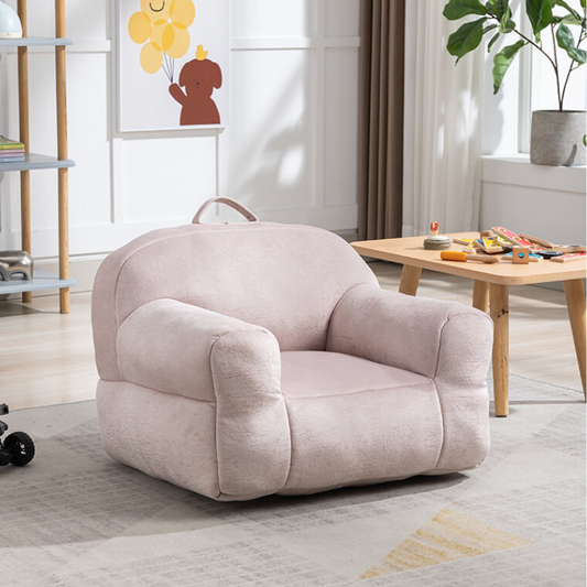 25.6" Pink Velvet Bean Bag Chair for Kids