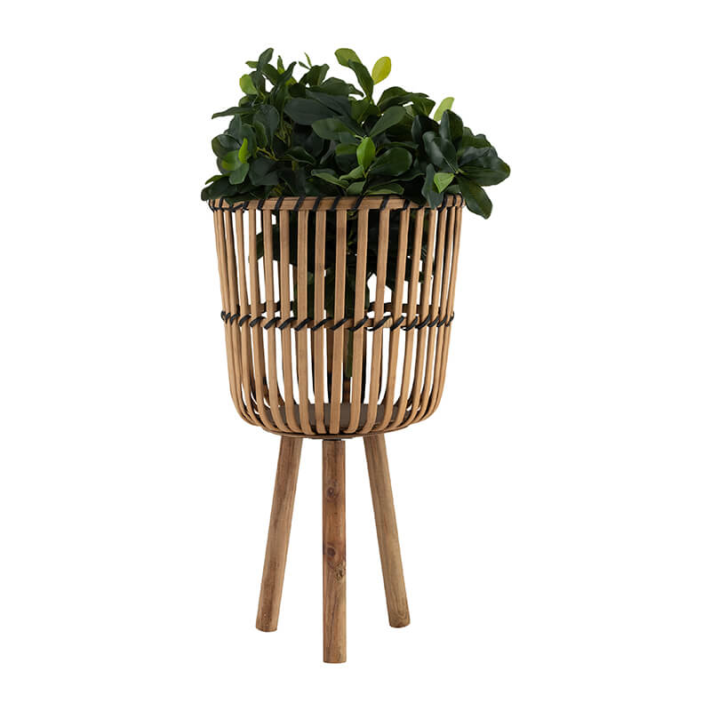 26 Natural Bamboo Footed Planters - Set of 3