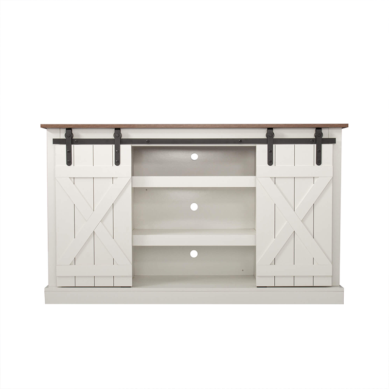 White Sliding Barn Door TV Stand