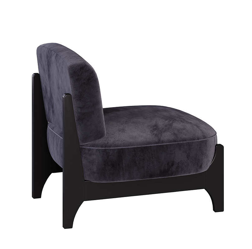 27.6" Black Accent Upholstered Velvet Chair 