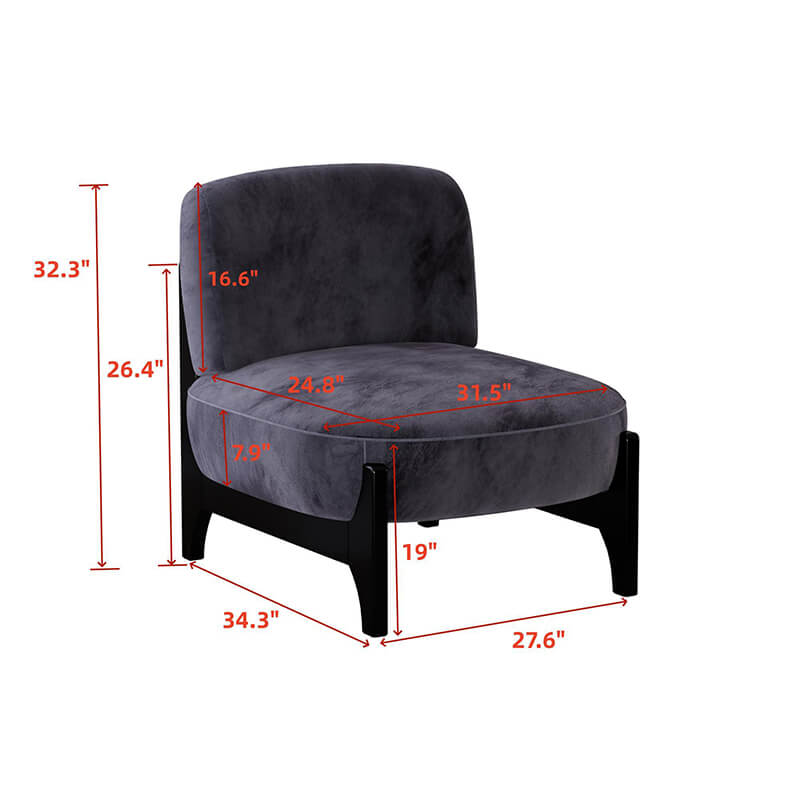 27.6" Black Accent Upholstered Velvet Chair 