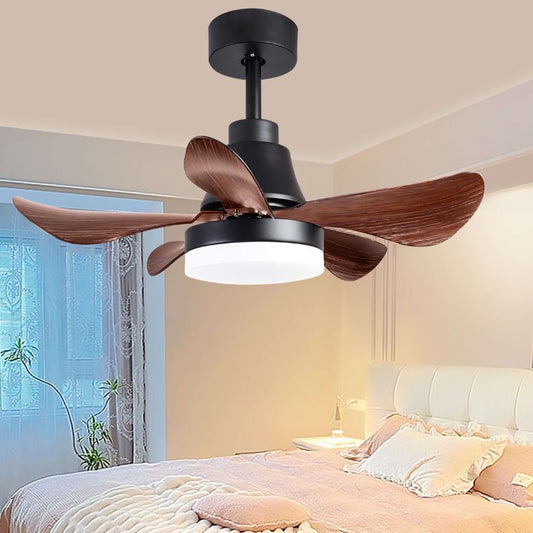 28" Walnut Ceiling Fan with Flush Light and 5 Reversible Blades