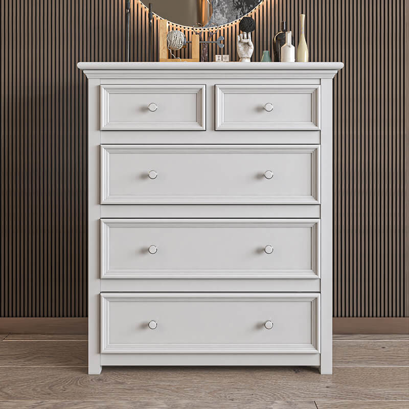 29" Modern Country-Inspired White Wooden Chest - 4 Drawers