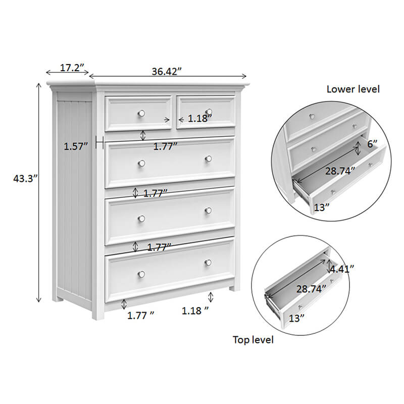 29" Modern Country-Inspired White Wooden Chest - 4 Drawers