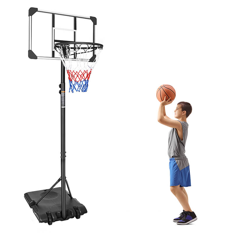 29 Portable Iron Basketball Hoop with Stable Base and Wheels - Adjustable Height 5.6 to 7ft