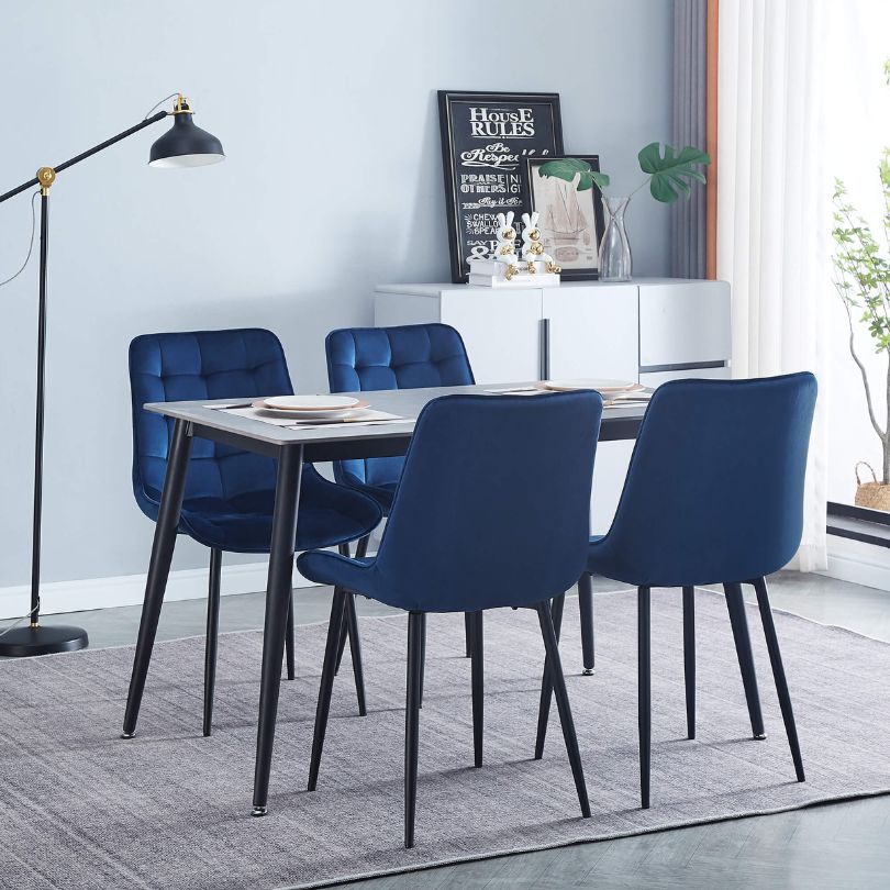 2Pcs Modern Blue Toula Dining Chairs