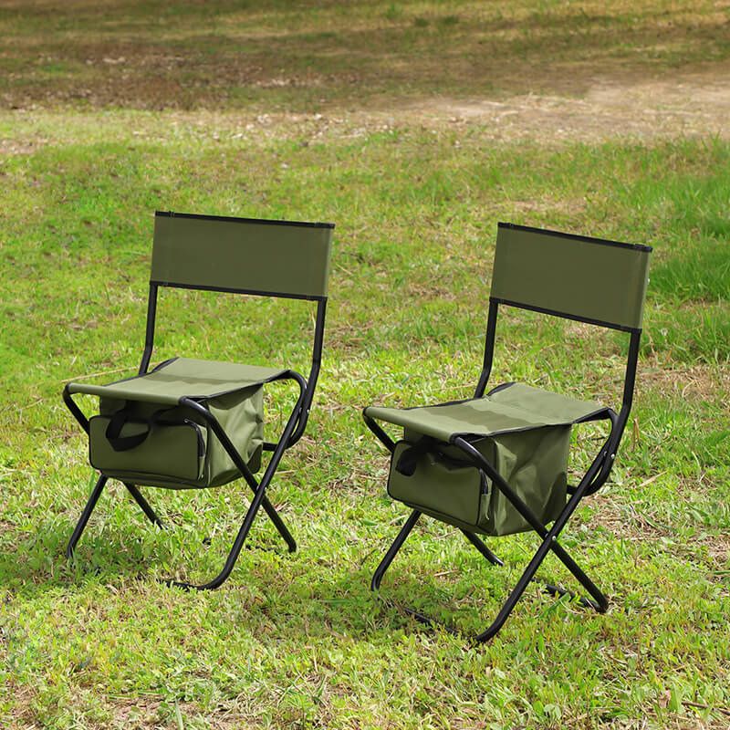 19.3" Green 2 Piece Folding Outdoor Chair With Storage Bag