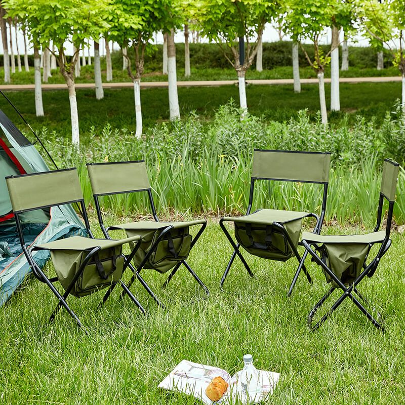 19.3" Green 4 Piece Folding Outdoor Chair With Storage Bag