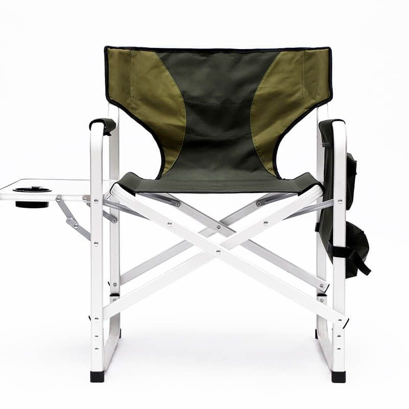 Green Padded Folding Outdoor 2-piece Chair with Side Table and Storage Pockets - 34.8" x 18.9"