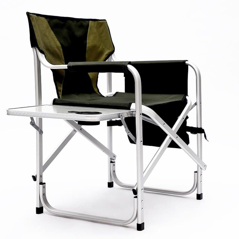 Green Padded Folding Outdoor 2-piece Chair with Side Table and Storage Pockets - 34.8" x 18.9"