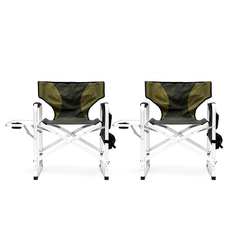 Green Padded Folding Outdoor 2-piece Chair with Side Table and Storage Pockets - 34.8" x 18.9"