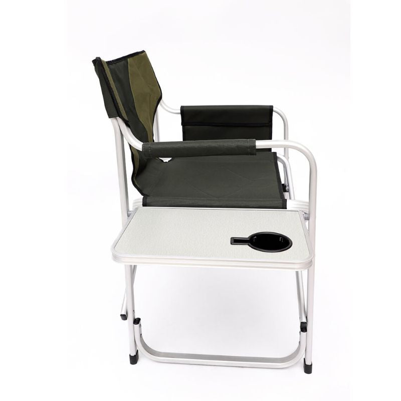 Green Padded Folding Outdoor 2-piece Chair with Side Table and Storage Pockets - 34.8" x 18.9"