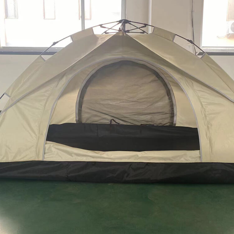 3-4 Person Beige Portable Folding Family Camping Dome Tent 