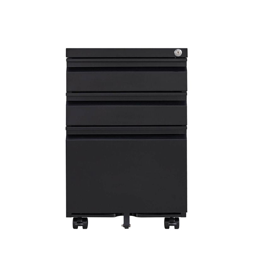 3-Drawer Mobile Metal Filing Cabinet with Lock