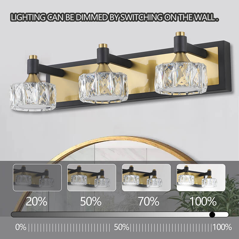 3-Light Modern Crystal LED Bathroom Vanity Light