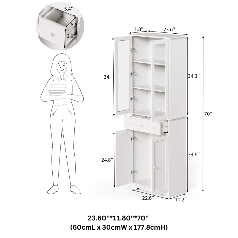 3-Tier Large Storage Bookshelf with LED Lights