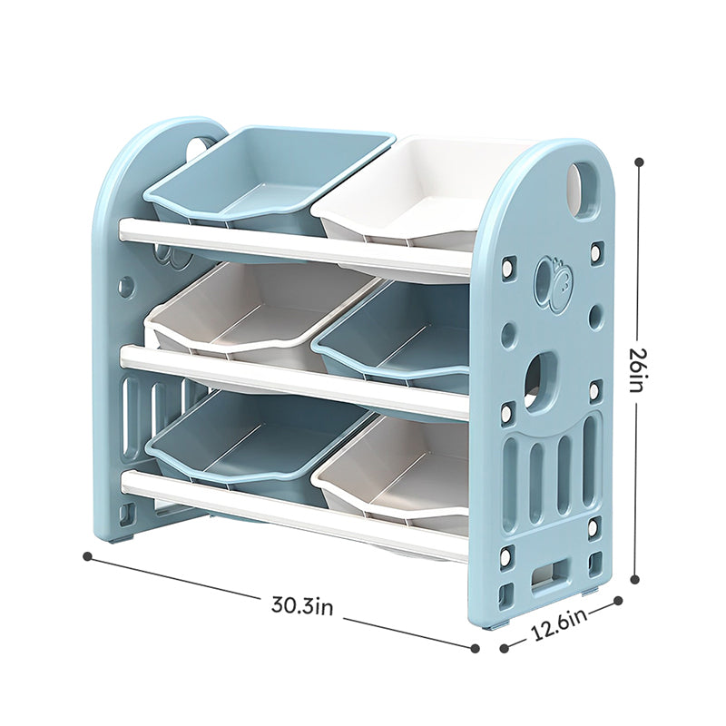 30.31" Blue Kids Toy Storage Organizer with 6 Bins