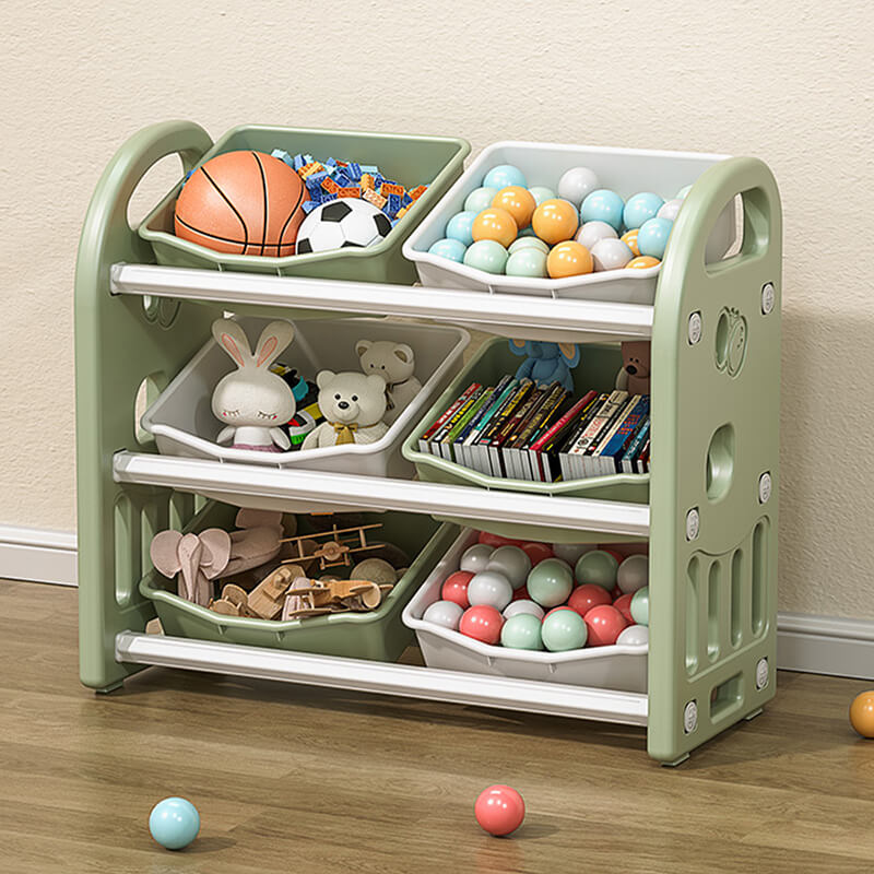 30.31" Green Kids Toy Storage Organizer with 6 Bins