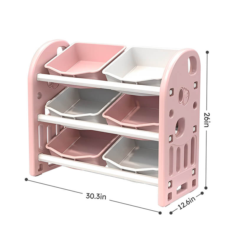 30.31 Pink Kids Toy Storage Organizer with 6 Bins