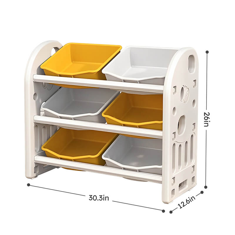 30.31" Yellow Kids Toy Storage Organizer with 6 Bins