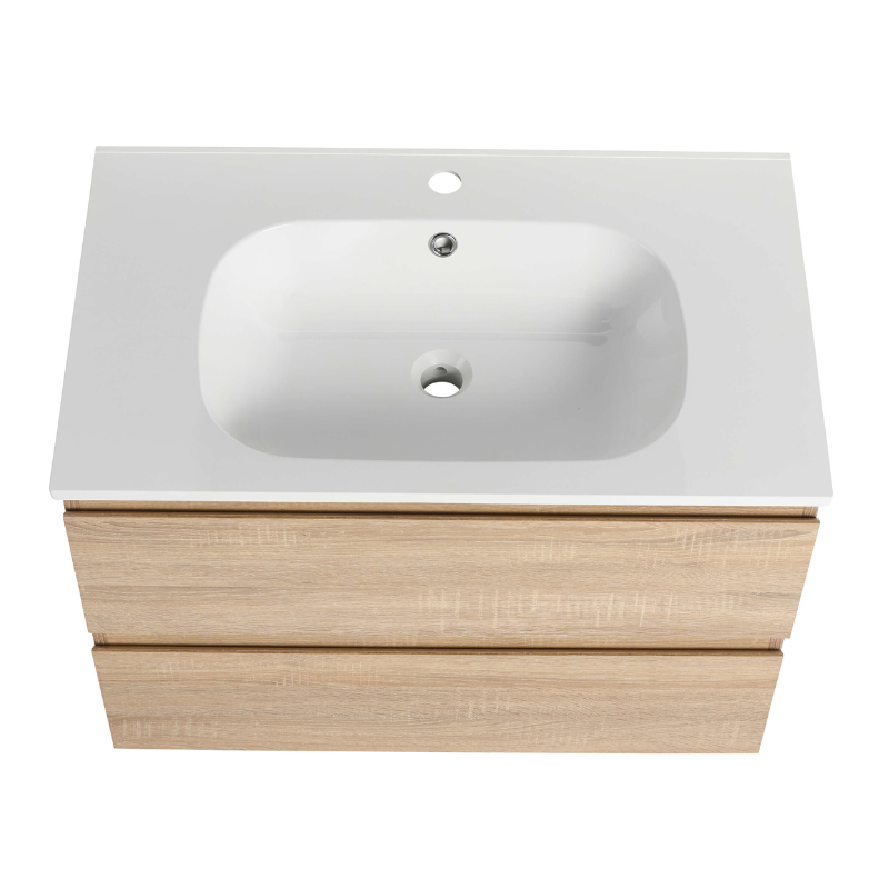 30" Floating Bathroom Vanity with White Gel Basin Top