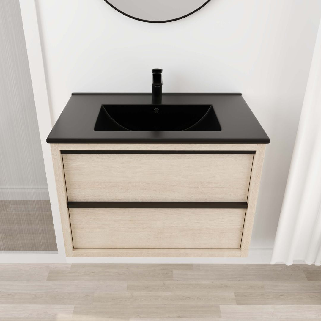 Vanity with Black Ceramic Sink