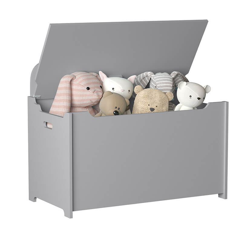 Gray Wooden Kids Toy Box and Bench