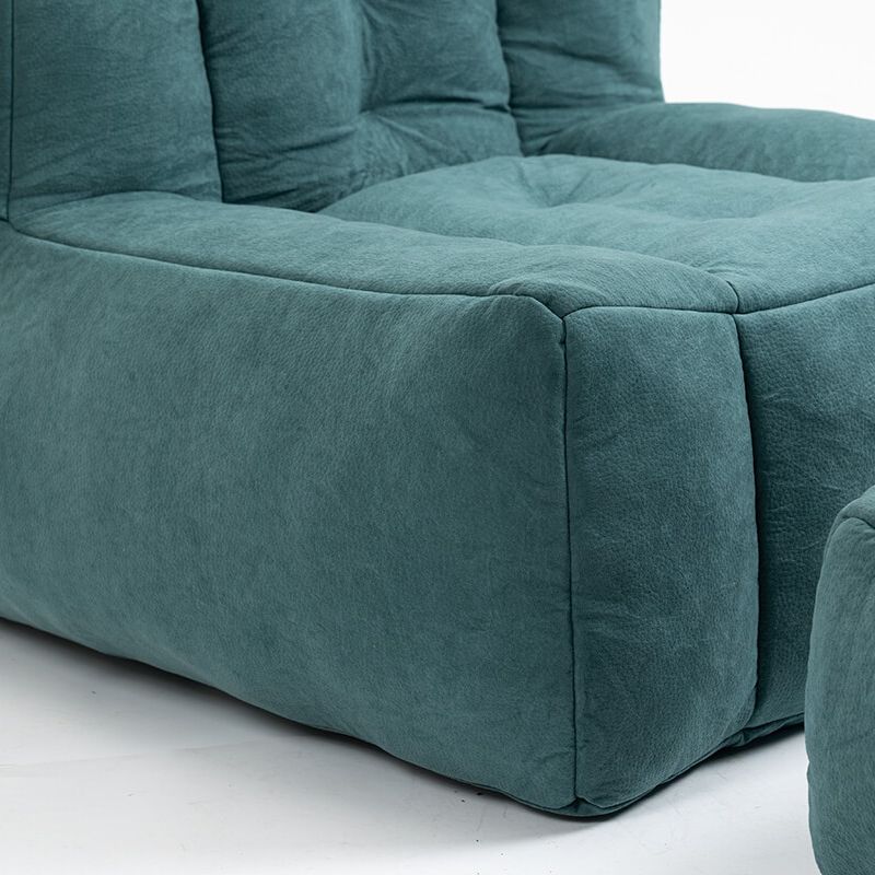 30" Green Fluffy Bean Bag Chair with Memory Foam and Ottoman