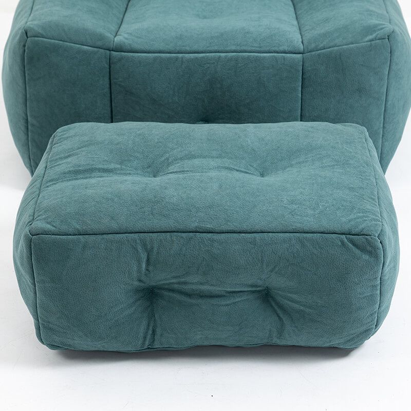 30" Green Fluffy Bean Bag Chair with Memory Foam and Ottoman