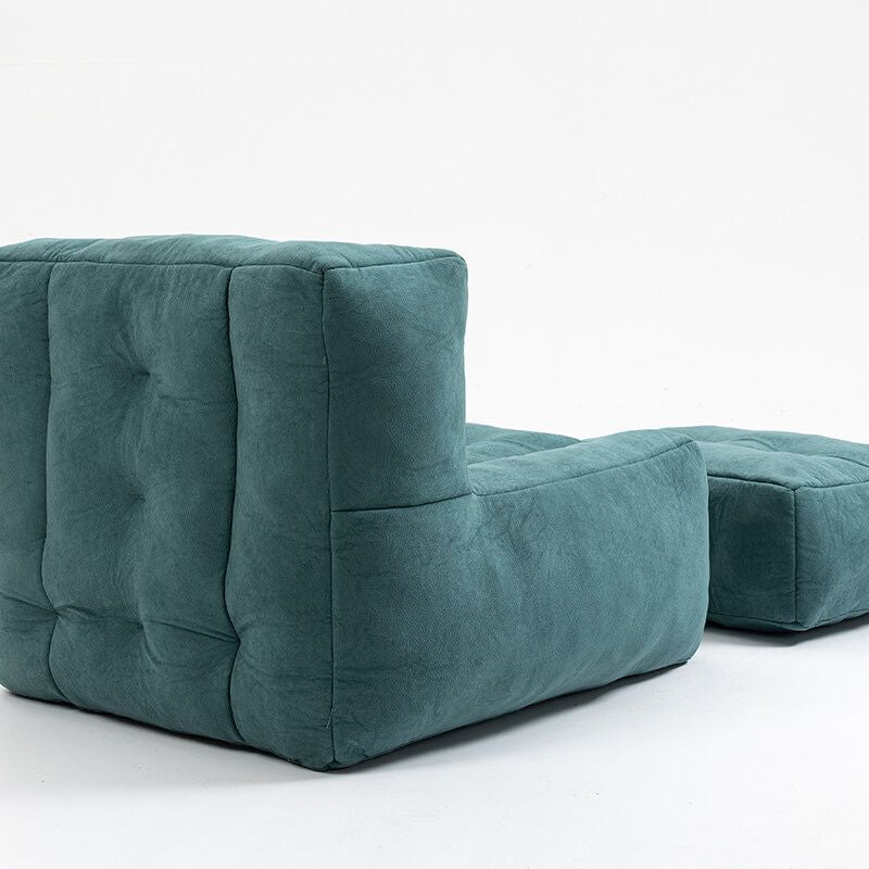 30" Green Fluffy Bean Bag Chair with Memory Foam and Ottoman