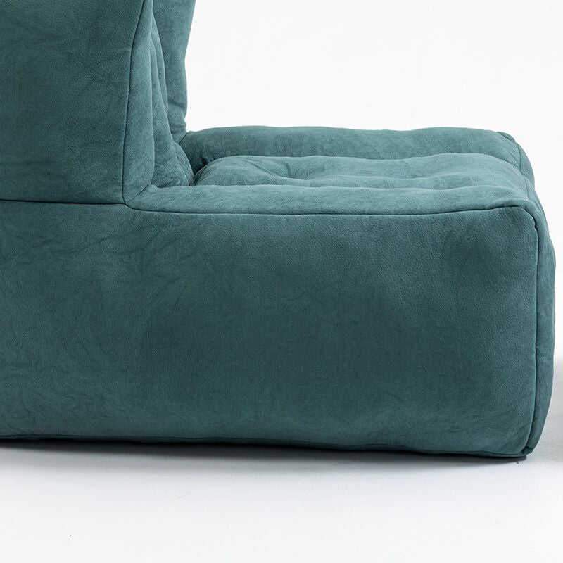 30" Green Fluffy Bean Bag Chair with Memory Foam and Ottoman