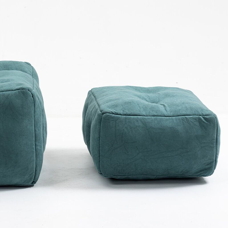 30" Green Fluffy Bean Bag Chair with Memory Foam and Ottoman