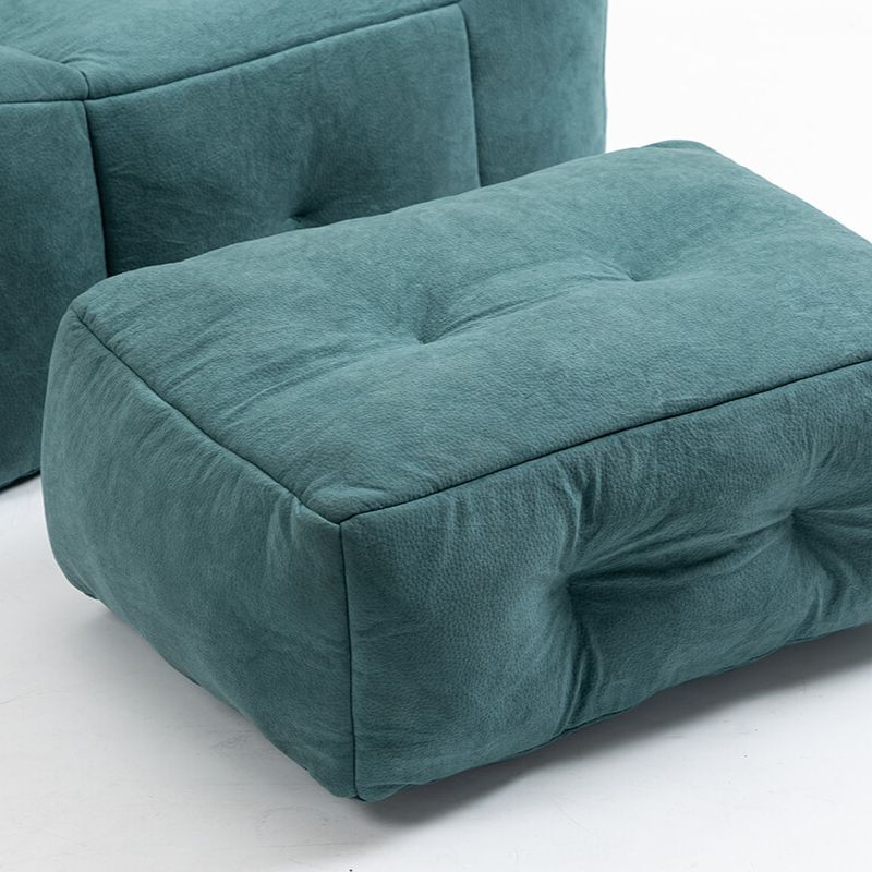 30" Green Fluffy Bean Bag Chair with Memory Foam and Ottoman