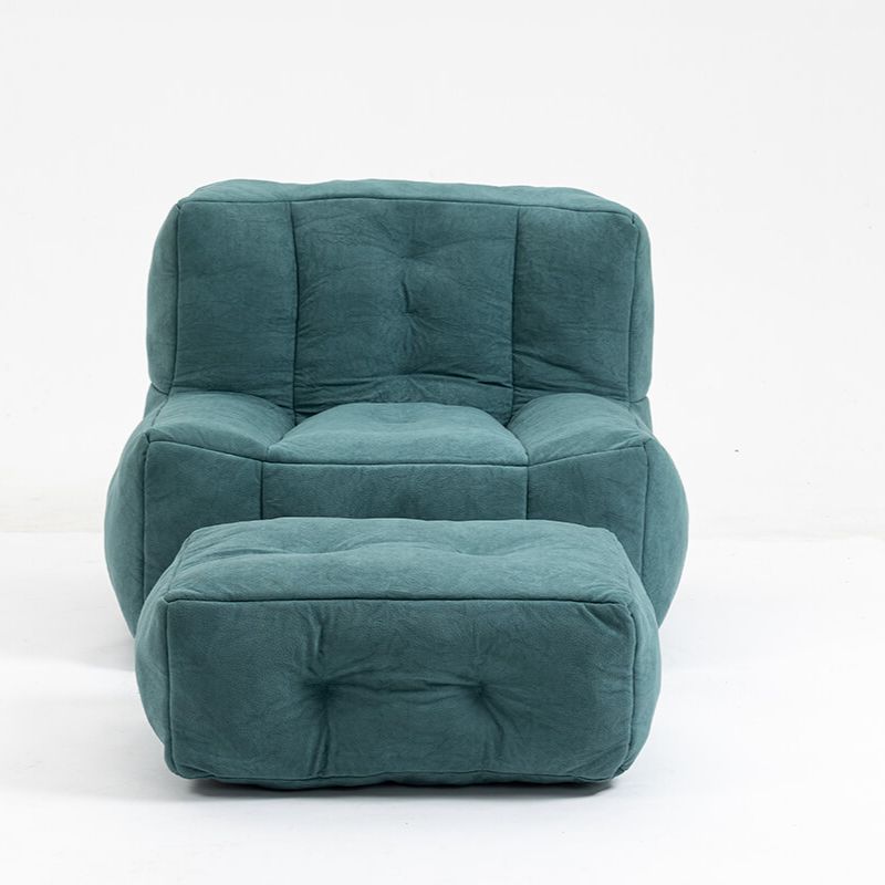 30" Green Fluffy Bean Bag Chair with Memory Foam and Ottoman