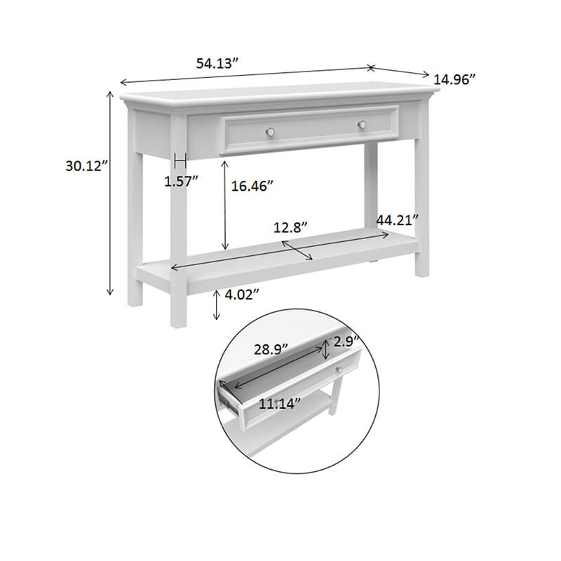 30" Modern Entryway Wood Console Table with Drawer & Open Shelf