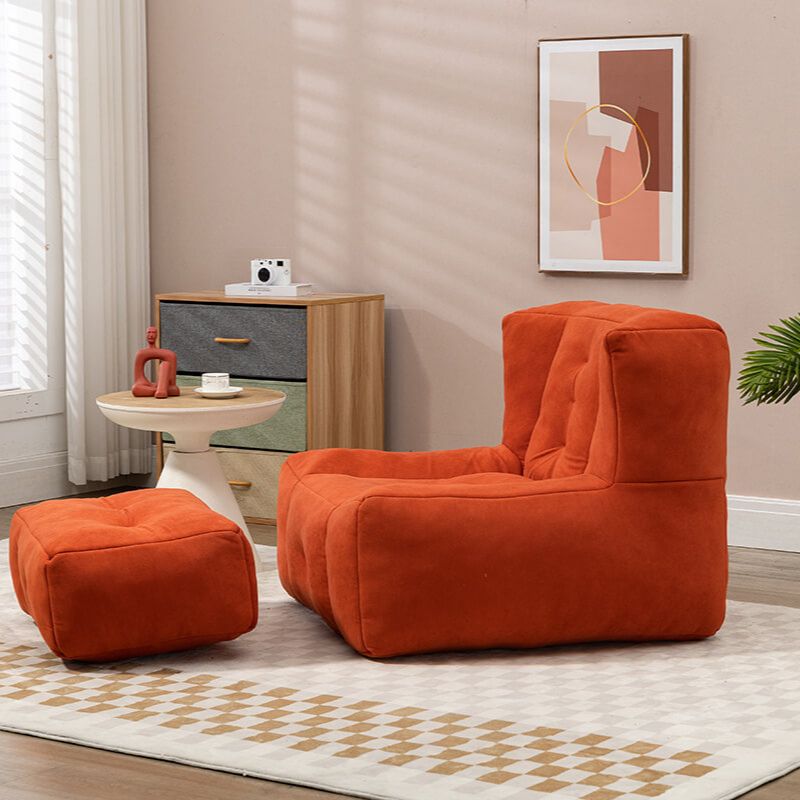 30 Red Fluffy Bean Bag Chair with Memory Foam and Ottoman