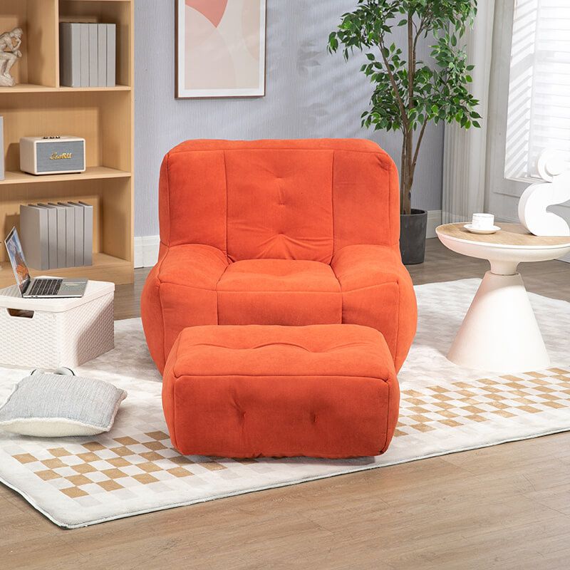 30 Red Fluffy Bean Bag Chair with Memory Foam and Ottoman