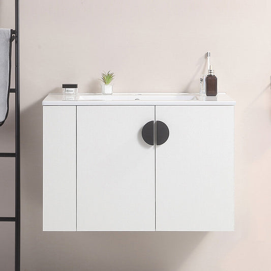 30" White Floating Bathroom Vanity with Sink