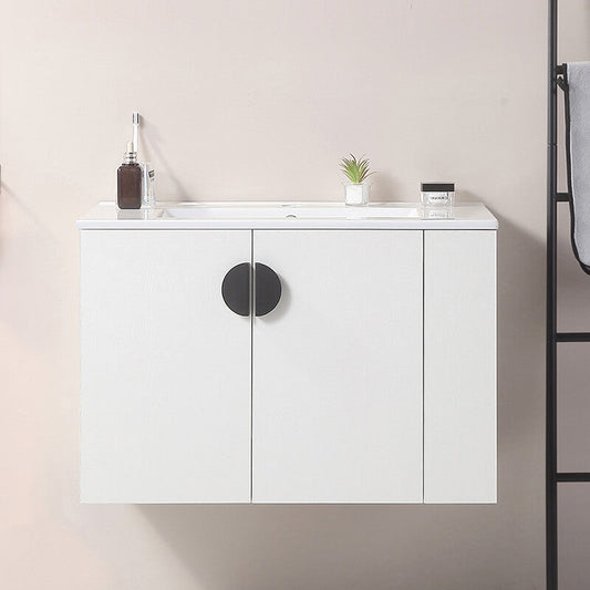 30" White Floating Bathroom Vanity with Sink