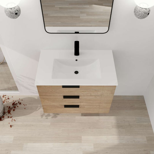 30" Wall Mounting Plywood Bathroom Vanity With Sink