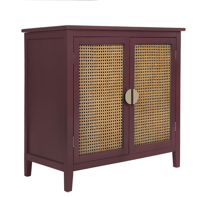 31.5" Boho Red Cabinet Rattan Doors 