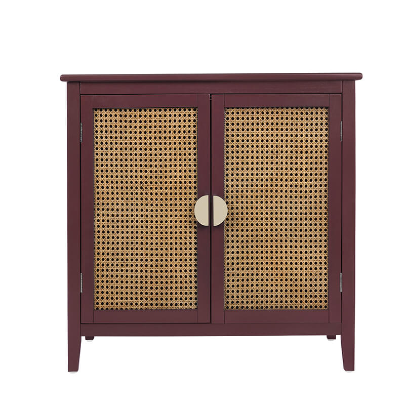 31.5" Boho Red Cabinet Rattan Doors 