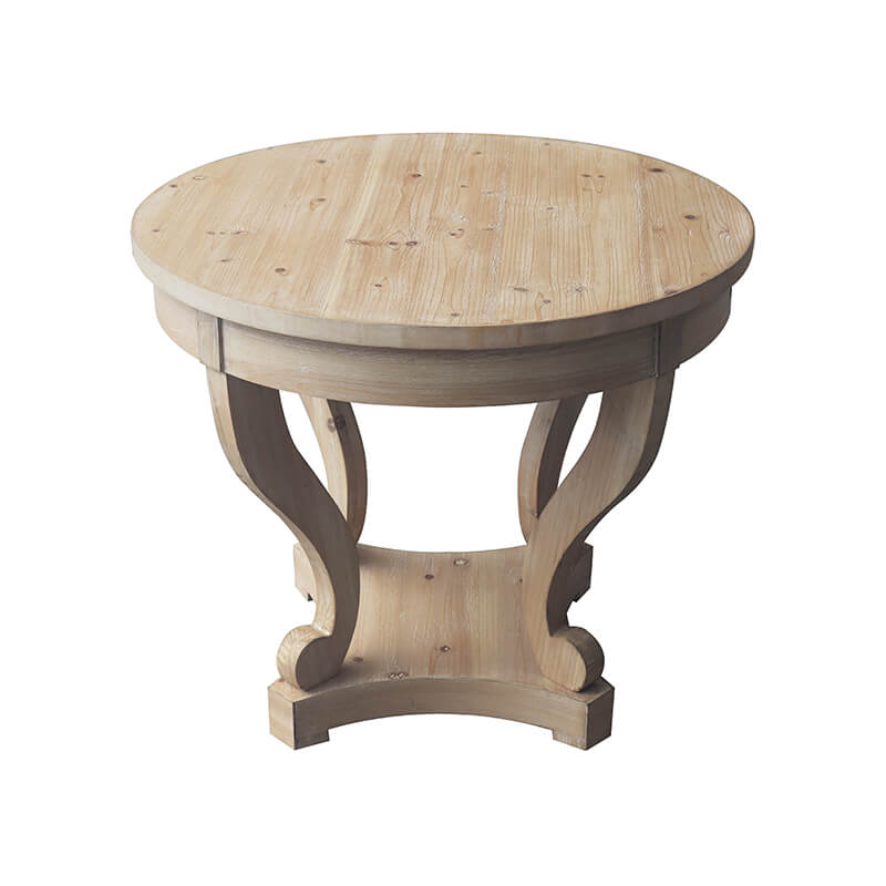 31.5" Farmhouse Curved Legs Natural Wood Round Table